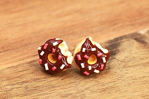 Chocolate Donut Earrings with Color sprinkles - Donut Ear Studs, Food Earrings, Food Jewelry, Miniature Food, Donuts