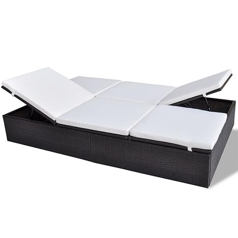 vidaXL Sonnenliege Poly Rattan Doppelliege Gartenliege Gartenmöbel Gartenset
