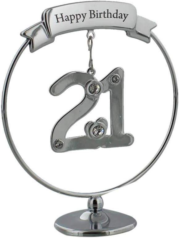 Crystocraft Happy 21st Birthday Cake Topper / Gift With Number & Swarovski Crystals
