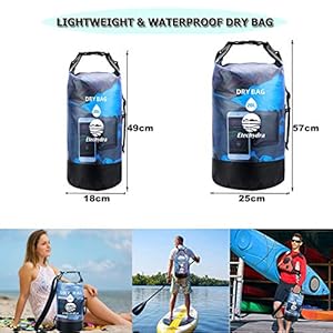 Schnorchelmasken 51eLnQy5fvL. SS300 MUTIFUNKTIONAL DRY BAG RUCKSACK BEUTEL - Halten Sie alles trocken zum Schwimmen, Bootfahren, Kajakfahren, Rafting und Angeln, aber auch für Outdoor-Aktivitäten wie Camping, Wandern, Skifahren und Radfahren. Dry Bag Wasserdichter Packsack ist ein idealer Begleiter für verschiedene Aktivitäten und Ausflüge, insbesondere Wassersport und Schneesport. Machen Sie sich keine Sorgen über Schlamm- oder Schmutzflecken, wischen Sie einfach ab oder spritzen Sie etwas Wasser ab!
PROTABLE DRY BAG & EINFACH ZU BENUTZEN- Der Etechydra-Wasserdichte Taschen Packsack verfügt über eine breite Öffnung für einfaches Packen. Der verstellbare Rollverschluss und die Schnellverschlussschnalle erleichtern das Verschließen Ihrer Ausrüstung innerhalb von Sekunden. Legen Sie einfach Ihre Ausrüstung hinein, rollen Sie 3 bis 5 Mal nach unten und schließen Sie die Schnalle an, um die Abdichtung zu vervollständigen. Zur bequemen Aufbewahrung bei Nichtgebrauch flach zusammenfalten.
LICHT & LANGLEBIGER SCHWIMMENDER RUCKSACK - Unsere Dry Bag 20L Rucksack besteht aus durchscheinendem PVC-Material. Das High-Tech-Material ist extrem langlebig, wasserdicht und pannensicher und ermöglicht es Ihnen, die benötigten Artikel schnell zu finden. Wir haben unten ein Spleißdesign verwendet, um den Beutel zu verdicken und zu verstärken, um seine Tragfähigkeit zu erhöhen. Die Packsäcke sind leicht und faltbar, sodass Sie sie problemlos überall hin mitnehmen können.