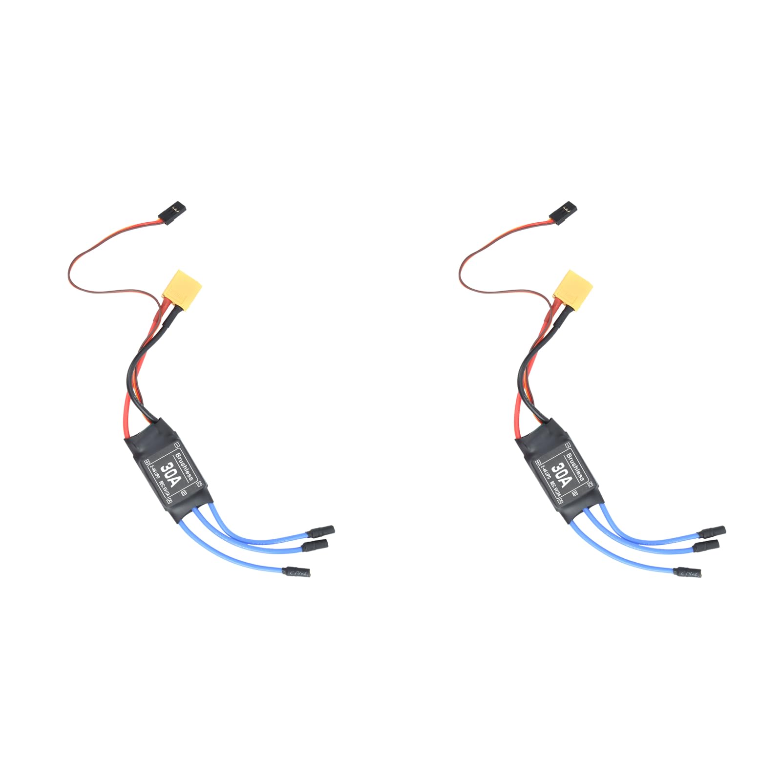 2Pcs RC Speed Controller, 30A Brushless ESC XT60 Electronic Speed Controller RC Plane Motor for RC Drone Airplanes Helicopter Accessory