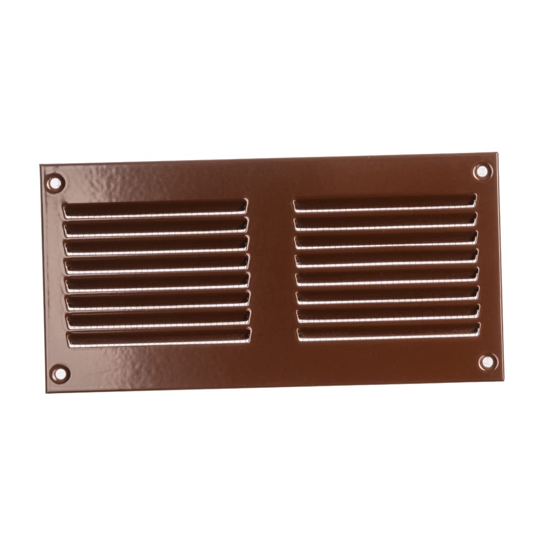 200x100mm / 8x4" inch Brown Metal Air Vent Grille Cover with Insect Mesh - Ventilation Cover
