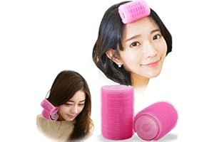 MOLLENSIUER 2PCS Double-Layer Bangs Hair Curlers Roller Hair Styling Tools, Pink