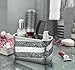 Silver Mosaic Bathroom Counter Vanity Organizer, Countertop Cosmetic Makeup Holder Hair Brush Caddy Hair Accessories Storage, 3-Compartments Decorative Bath Organization (Silver Gray)