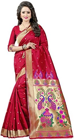 Shree Sanskruti Tussar Silk Red Color Traditional Banarasi Saree