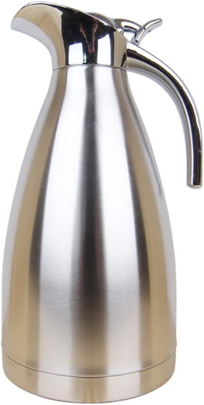 EAMATE Thermal Coffee Carafe, 68 Oz (2 Liter) Stainless Steel Vacuum Insulated Thermos, Double Walled Beverage Pitcher, 24hrs Heat & Cold Retention (Silver)