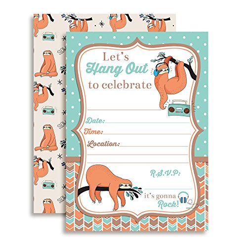 Silly Sloth Birthday Party Invitations, 20 5