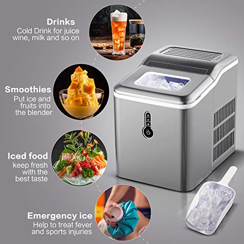 Eiswürfelmaschine, 12kg Eiswürfel 24h, Eiswürfelbereiter Edelstahl, 1L Wassertank,Eismaschine, Ice Maker 120W… – Bild 3