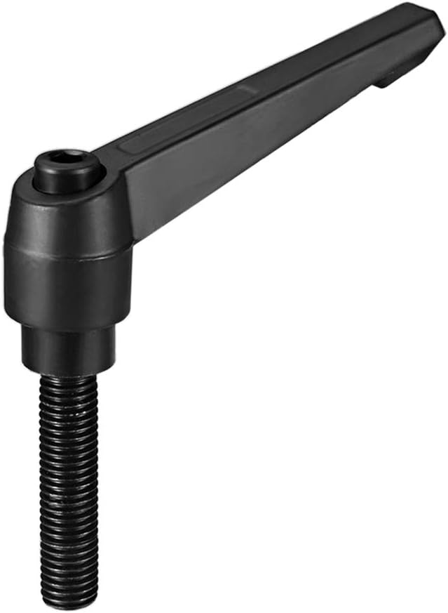 sourcing map M12 x 50mm Handle Adjustable Clamping Lever Thread Push Button Ratchet Male Threaded Stud Knobs Quick Release Screw Handles Bolts with Locking Lever Black