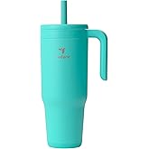 REDUCE Chiller Vacuum Insulated 40 oz Tumbler with Spill-Proof Silicone Straw - Sustainable Tritan Lid with Water Intake Markers - Soft Sit Base Travel Mug - Dishwasher Safe - Ocean Breeze