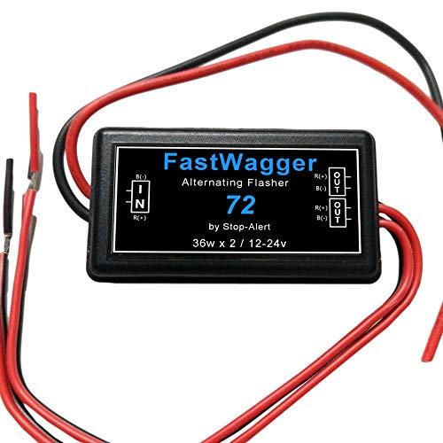 Stop-Alert FastWagger 72 Electronic Wig Wag Alternating Strobe light Flasher Relay - Powerful & Waterproof Emergency Police Ambulance Universal Controller LED & Incandescent Compatible 12-24V
