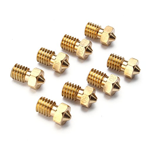 8Pcs Four Sizes V6 Brass Nozzle For 1.75mm Filament Copper Nozzle Extruder Print Head 3D Printer Accessories