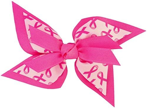 Victory Bows Butterfly Pinwheel shaped Breast Cancer Awaresness Hair Bow-Made in USA- Glenda Faye Go Pink Pony Tail Band