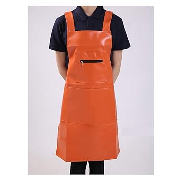 Enzhe Küche Bistro BBQ Schürze Wasserdichte Lederschürze öldichte Lederlatzhose Gurtfreie Schürze mit Manschette B B