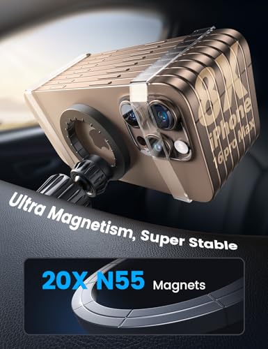 Lamicall Soporte Celular Automóvil mag Safe- [Dashboard or Vent] 20X N55 Magnets, Iman Celular Auto Base Porta Auto Compatible con iPhone 17 16 Pro MAX 15 14 y Otros Dispositivos con Anillo Magnético