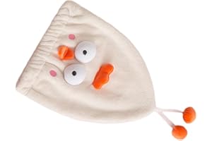 Jonlaki Hair Drying Ultra Absorbent Microfiber Shower Wrap Towels Cute Cartoon Quick Drying Bath Hat for Thick Hair - Yellow 