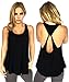 Womens Sleeveless O Neck Racerback Tops Workout Blouse Solid Shirt Y Back Tank Tops Black L