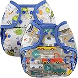 Blueberry One Size Coveralls Cloth Diaper Cover, Bundle of 2, Made in USA (Bugs & Traffic)