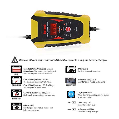 Beleeb Automatic Battery Charger 6V 12V Auto Trickle Charging for Car Motorcycle Lawn Mower Tractor Scooter 2A 6A Maintainer