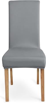 Amazon Basics Stretch Dining Chair Covers Set of 4 Light Grey Solid view 2