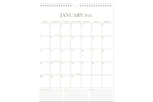 RUNTIOVAL Calendar 2024-2025 - 18 Months Wall Calendar from January 2024 to June 2025, 2024-2025 Calendar with Thick Paper, 12" x 14.5", Vertical Calendar, Gold