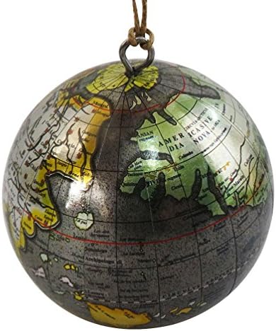 Decorative Globe Hanging Ball Antique Style World Mat 3” Round Shape Globe Green Table Topper Interior Hanging Ornaments Gift Item