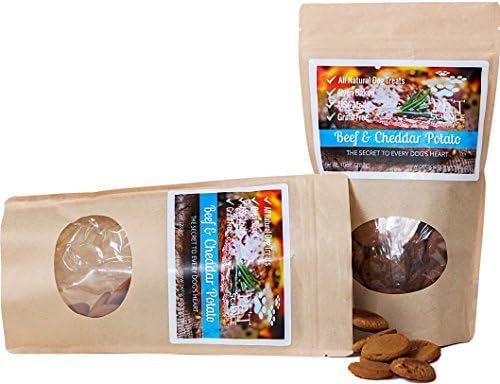 Beef &amp; Cheddar Potato Dog Treats | 100% All Natural Healthy Ingredients | Grain, Gluten &amp; Chemical Free, No Preservatives | Healthy Anti-oxidants, Flax seed Oil | Made in USA, 10 oz.