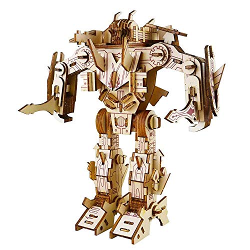 Yobeyi 3D Puzzle Robot Wooden Building Blocks Model Self-Assembly Craft Kit DIY Brain Teaser Toys Best Gifts for Women & Men (Robot-3) - Thumbnail 7