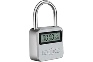 TOOKIE Metal Timer Lock, 99 Hours Max Timing Lock, USB Rechargeable Timer Padlock with LCD Display, Multi-Function Micro Electronic Timer Lock, Heavy Duty Metal Time Out Padlock(Silver)