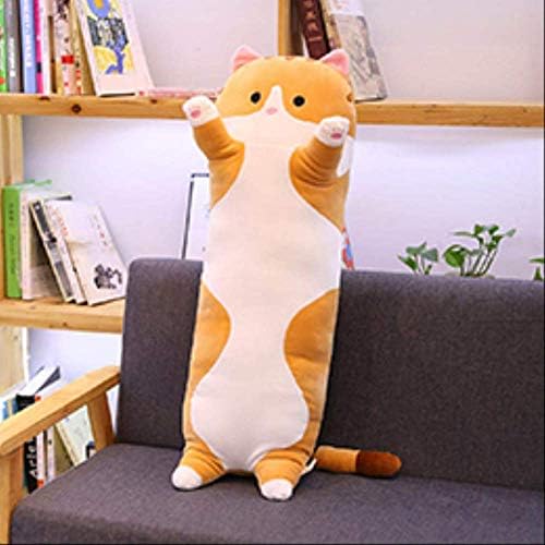 CGDZ Cartoon Animals Plush Toy Long Soft Bunny Cat Kitten Legs Pillow Sleeping Companion Bolster Toys Brown Grey 70/90/100cm Brown cat 90cm