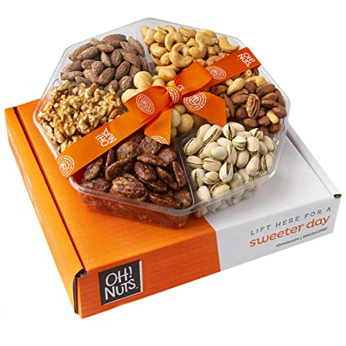 Oh! Nuts Gift Basket Gourmet Nut Gift Box 2.2 LB Large 7 Variety