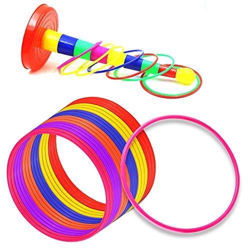 PRALB 18 PCS 18cm Plastic Multicolor Toss Rings Plastic Toss Rings for Speed and Agility Practice Games, Carnival, Garden, Backyard, Outdoor Games - Thumbnail 3