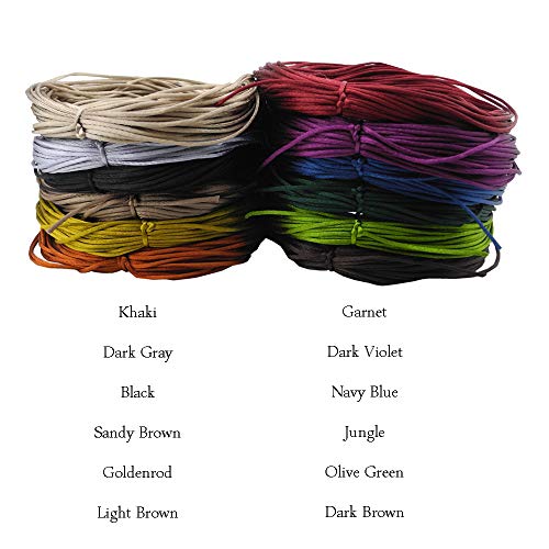 Inspirelle 12-Color 1.2mm Satin Nylon Trim Cord Rattail Silk Cord Chinese Knot Thread for Jewelry Making (20 Yards Each Color, Dark Colors)