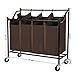 SONGMICS 4-Bag Laundry Cart Sorter, Rolling Laundry Basket Hamper, with 4 Removable Bags, Casters and Brakes, Brown URLS90Z