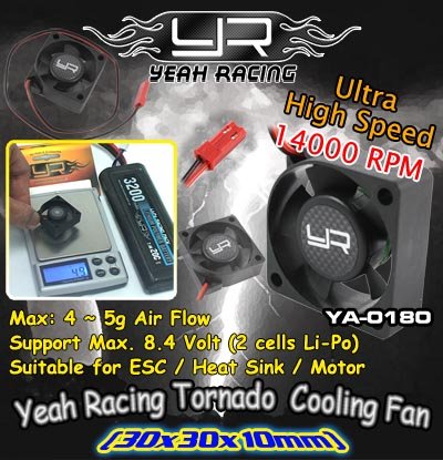 Yeah Racing Tornado High Speed Cooling Fan 30 x 30mm for Motor Heat Sink #YA-0180 - Thumbnail 3