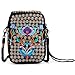 Embroidery Flowers Canvas Crossbody Bag, Women Messenger Bag, Cellphone Pouch Purse