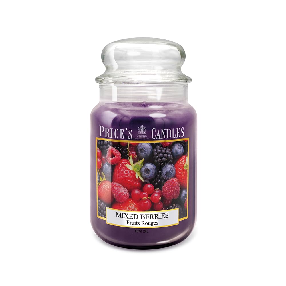 Price's - Mixed Berries Large Jar Candle - Sweet, Delicious, Quality Fragrance - Long Lasting Scent - Up to 150 Hour Burn Time