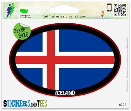 Amazon アイスランドブラックユーロオーバルビニール車バンパーウィンドウステッカー Regular 5 X 3 N227b ステッカー デカール 車 バイク