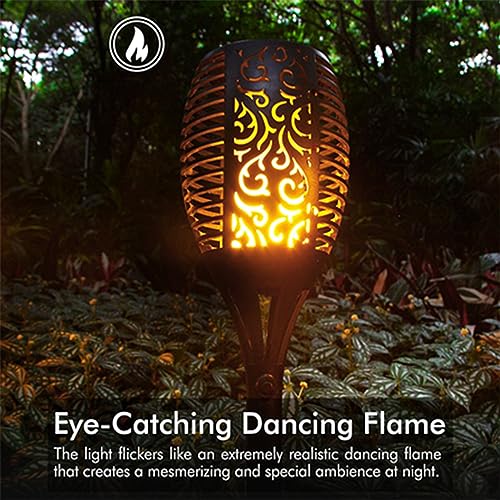 4 Pack Large Solar Torch Lights with 96 LED Flickering Flame, IP65 Waterproof Outdoor Landscape Lighting for Garden, Yard, Patio, Halloween, Camping and Party Decor