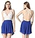 Moxeay Deep V Neck Playsuit Backless Chiffon Short Jumpsuit (S, Blue)