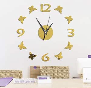 Reloj Con Pegatina De Espejo, Reloj De Pared Grande Sin Marco 3D, Reloj