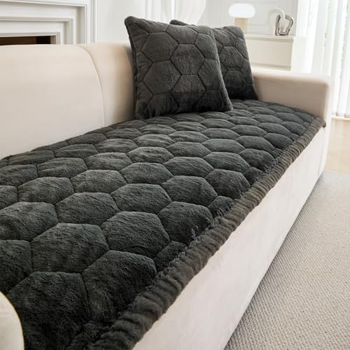 GKXLH Neu Dicke rutschfest Sofa überzug 2 3 4 Sitzer (Dunkelgrau, 70x210cm)
