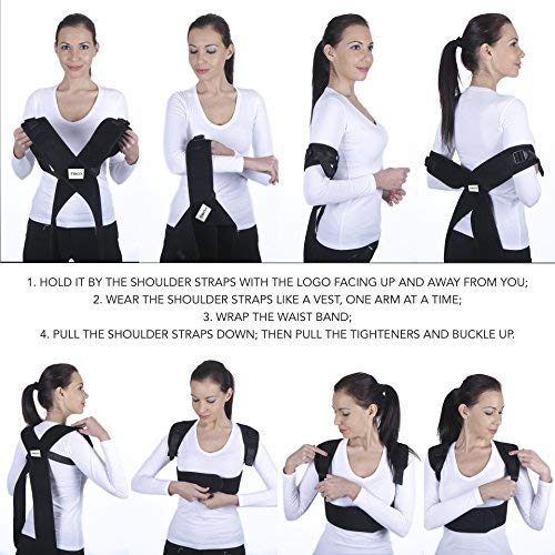 T-Box Posture Corrector for Women & Men - Medical Upper Back, Clavicle, Shoulder Support Brace - Figure 8 Design Improves Bad Posture, Hunchback, Thoracic Kyphosis, Forward Head, Back Pain Relief - R