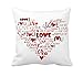 4TH Emotion Valentine's Day Throw Pillow Cover Cotton Polyester Cusion Case Love You Heart Home Decor 18 x 18 Inches