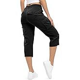 TBMPOY Womens Cargo Capris Lightweight Hiking Pants 6 Pockets Quick Dry Casual Outdoor Trip Loose Shorts Cropped Cotton