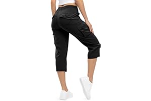 TBMPOY Womens Cargo Capris Lightweight Hiking Pants 6 Pockets Quick Dry Casual Outdoor Trip Loose Shorts Cropped Cotton