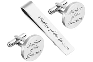 ZUNON Mens Groom Father Wedding Silver Plated Black Tie Clips Pack of 2
