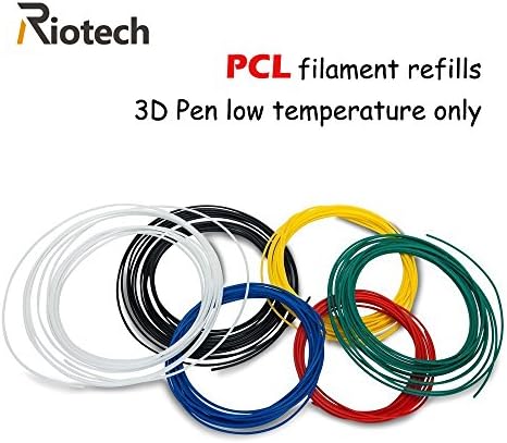 3D Pen PCL Filament Refills, 1.75mm PCL Material, Total 96 Feet of 6 Colors, 16 Feet for Each Color,Low Temperature 70 – 100 ℃, Come with Free x2 E-Book of 3D Pen Stencils