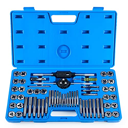 60 PCS Tap and Die Set Metric and Standard Sizes Included Tap Die Kit
