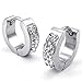 KONOV Mens Womens Cubic Zirconia Stainless Steel Stud Huggie Hoop Earrings Set, Silver